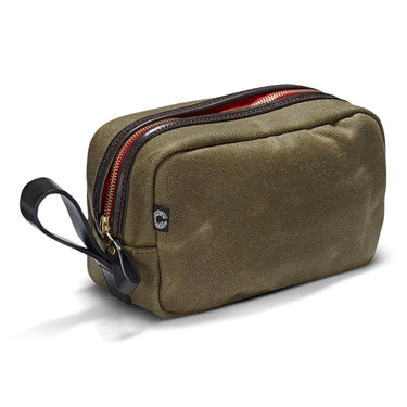 Vintage Waxed Canvas Wash Bag - Olive